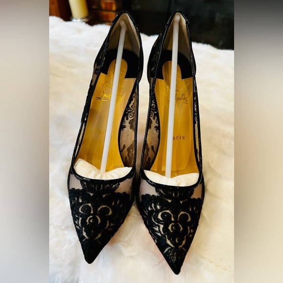 Authentic Black lace Christian Louboutins red bottom heels. Brand New. Size 39.5 - Picture 8 of 13